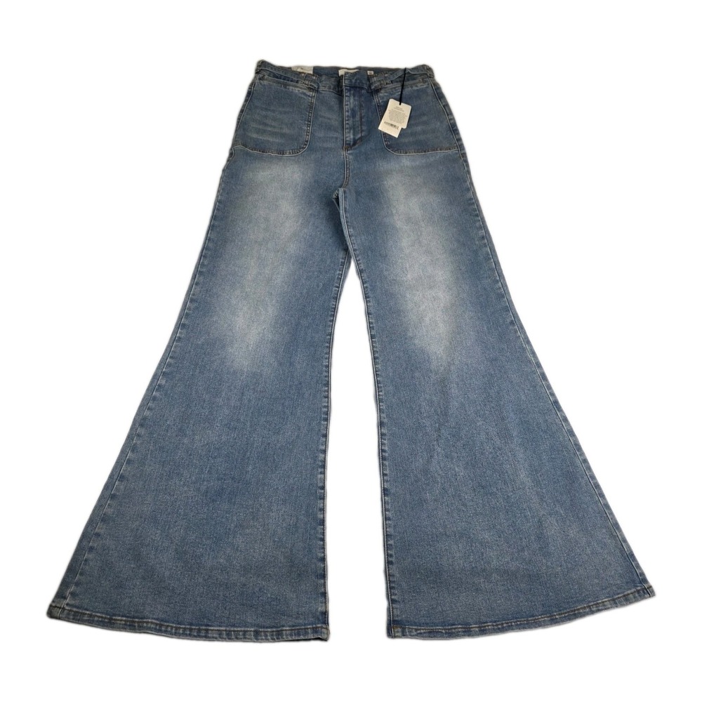 A Loves A Jeans Womens Size 32 High Rise Wide Leg Vintage Wash Blue Denim New